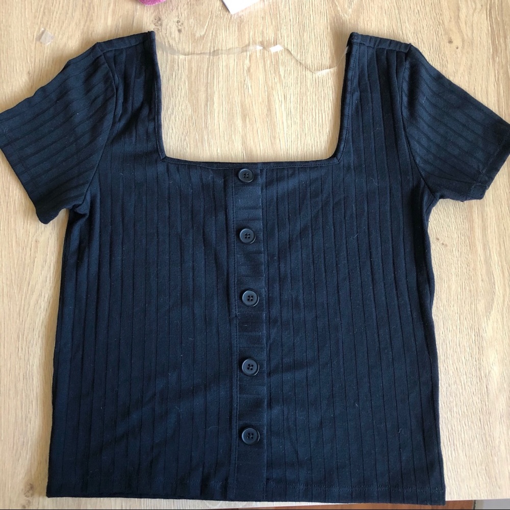 Nordstrom Abound black square neck top size M